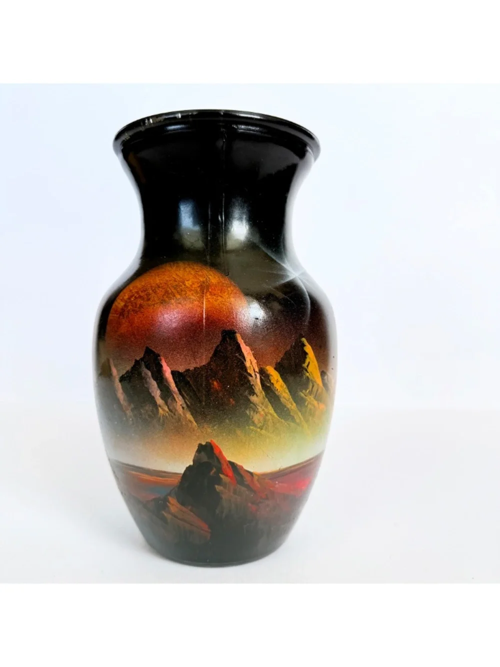 Handpainted Cosmic Galaxy Celestial Space Mountain Landscape Art Vase